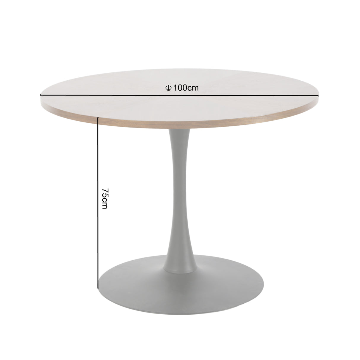 Paris - Walnut Round Dining Table – 4 Seater (100 × 100 cm)