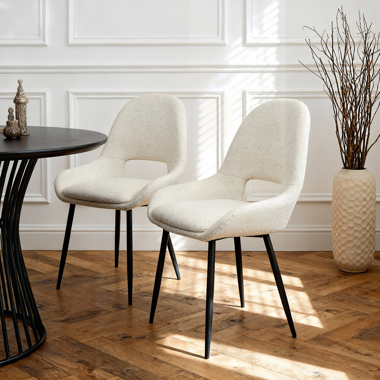 Pebble – Upholstered Dining Chairs in Premium Textured Linen (Set of 2)
