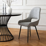 Pebble - Set of 2 Chairs Grey Boucle & Black Legs