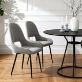 Pebble - Set of 2 Chairs Grey Boucle & Black Legs
