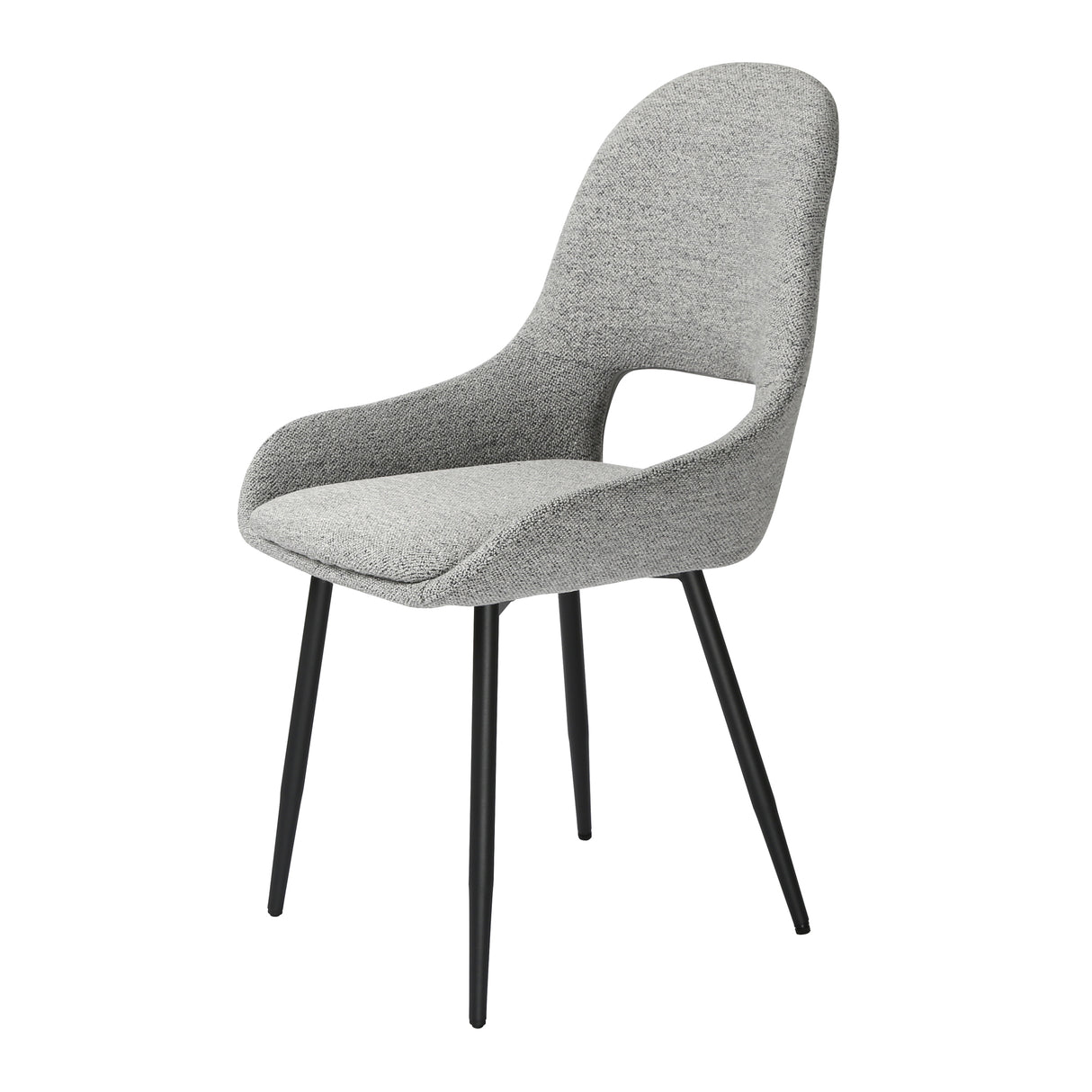 Pebble - Set of 2 Chairs Grey Boucle & Black Legs