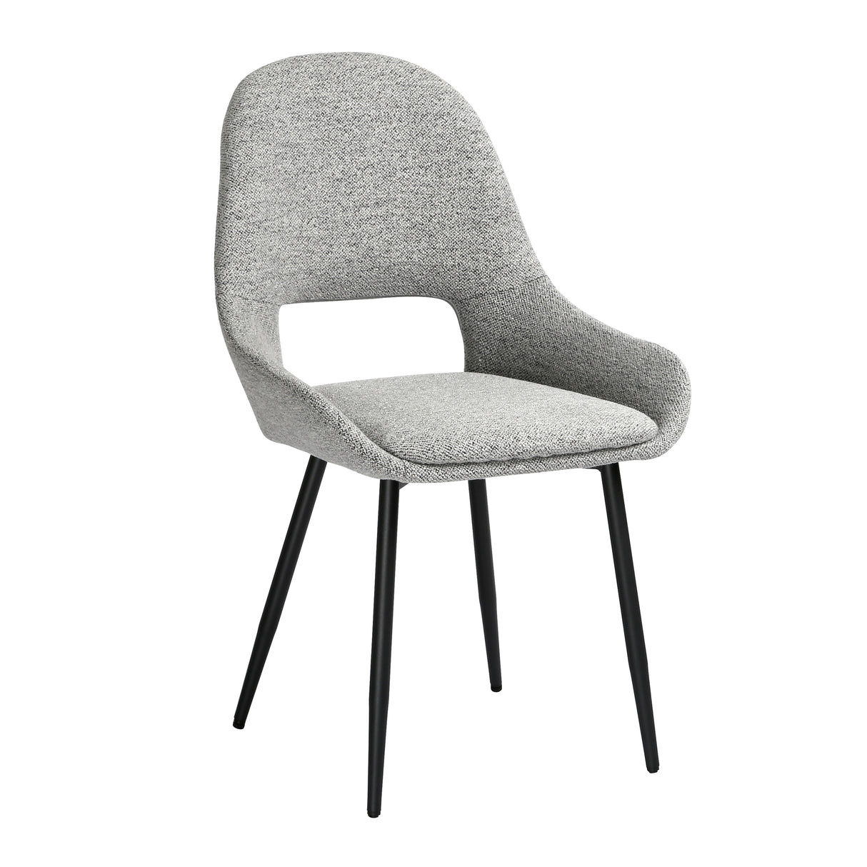 Pebble - Set of 2 Chairs Grey Boucle & Black Legs