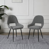 Pebble - Set of 2 Chairs Grey Boucle & Black Legs