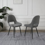 Pebble - Set of 2 Chairs Grey Boucle & Black Legs