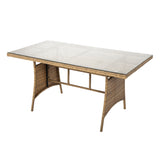 Pelias Rattan Garden Corner 8 Seater Outdoor Sofa Dining Set - Natural/Brown