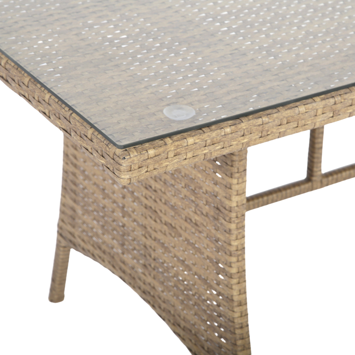 Pelias Rattan Garden Corner 8 Seater Outdoor Sofa Dining Set - Natural/Brown