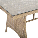 Pelias Rattan Garden Corner 8 Seater Outdoor Sofa Dining Set - Natural/Brown