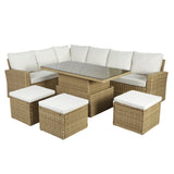Pelias - Rattan Corner Sofa Set with Rising Table - 8 Seats
