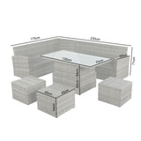 Pelias - Rattan Corner Sofa Set with Rising Table - 8 Seats