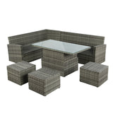 Pelias - Rattan Corner Sofa Set with Rising Table - 8 Seats