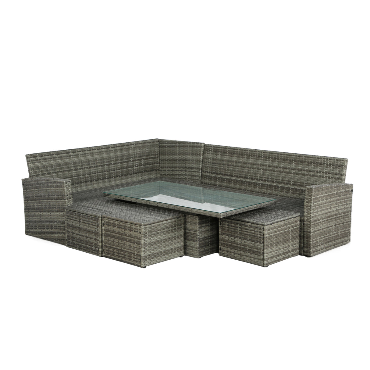 Pelias - Rattan Corner Sofa Set with Rising Table - 8 Seats