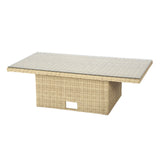 Pelias Rattan Garden Corner 8 Seater Outdoor Sofa Dining Set with Rising Table - Natural/Brown