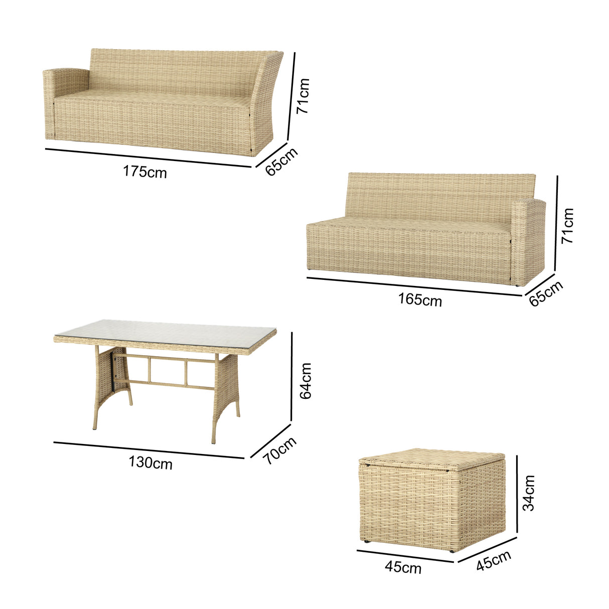 Pelias Rattan Garden Corner 8 Seater Outdoor Sofa Dining Set - Natural/Brown