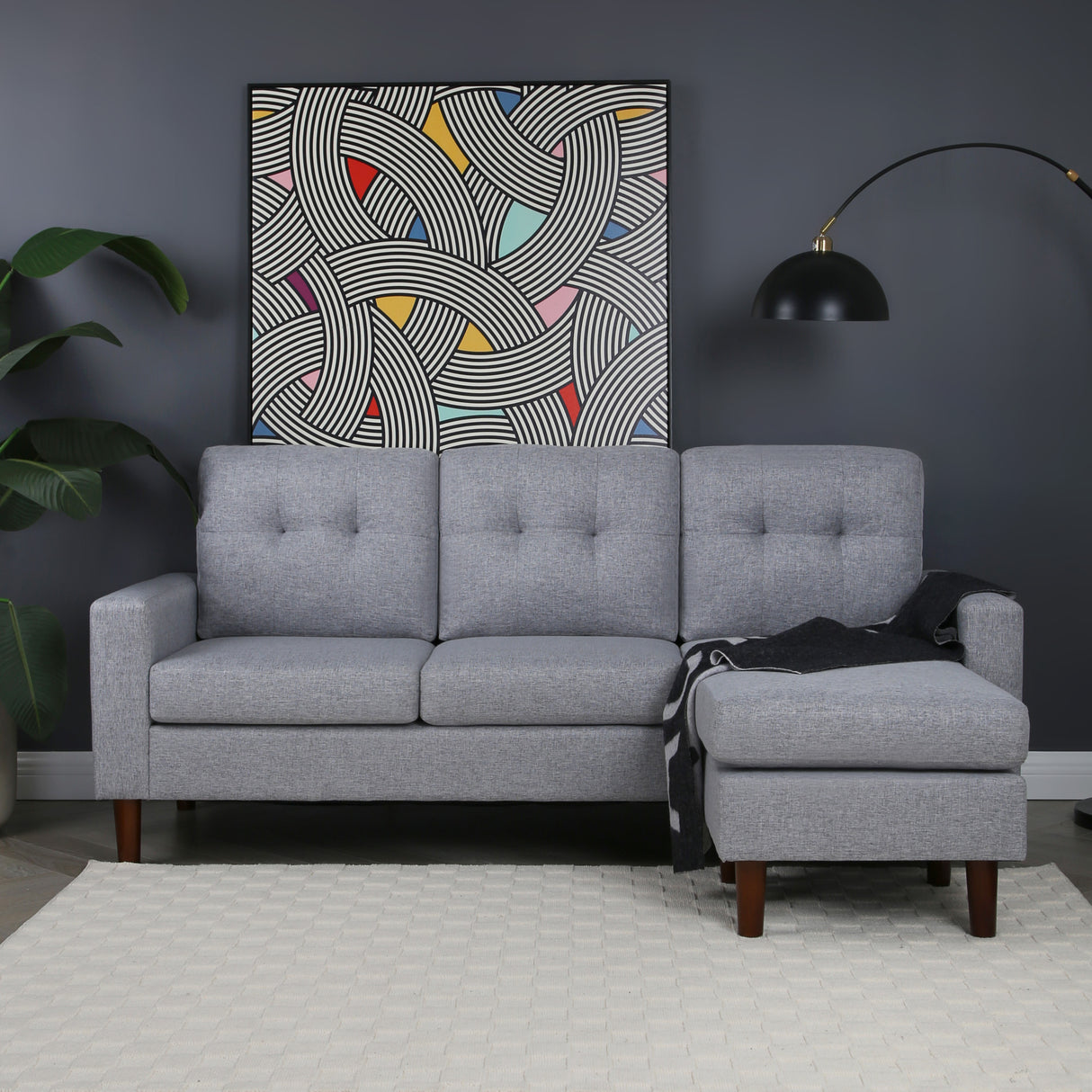 Pisa – Small Corner Sofa Bed with Reversible Chaise  - Soft Woven Fabric