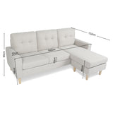 Pisa – Small Corner Sofa Bed with Reversible Chaise  - Soft Woven Fabric