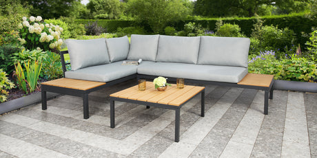 Rhea Platform Corner Sofa – 4-Seater Garden Lounge Set with Table