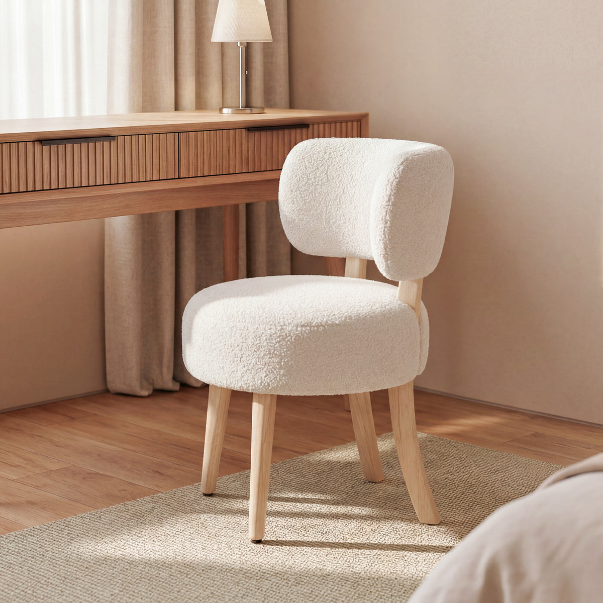 Sara Beige Fabric Dressing Chair