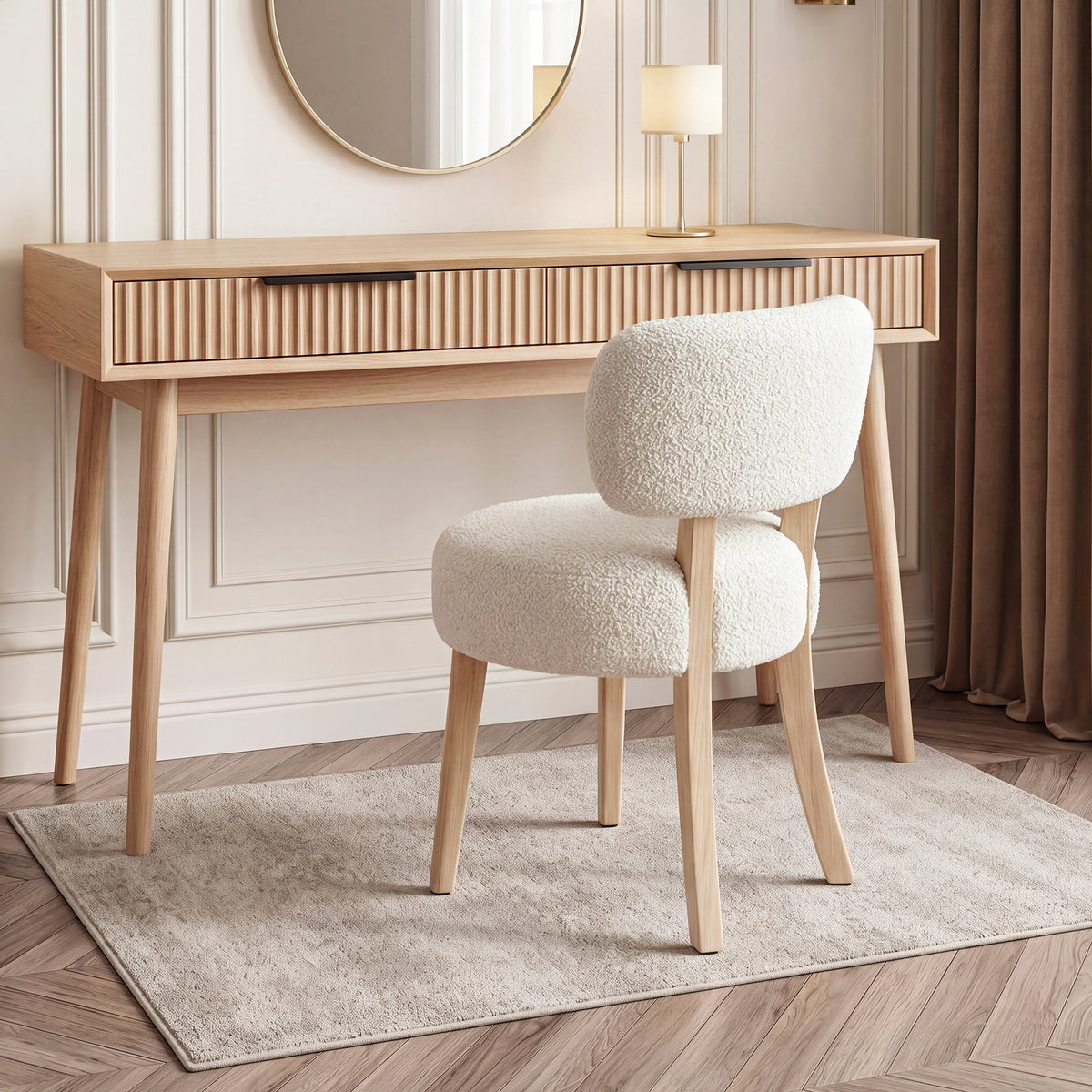 Sara Beige Fabric Dressing Chair