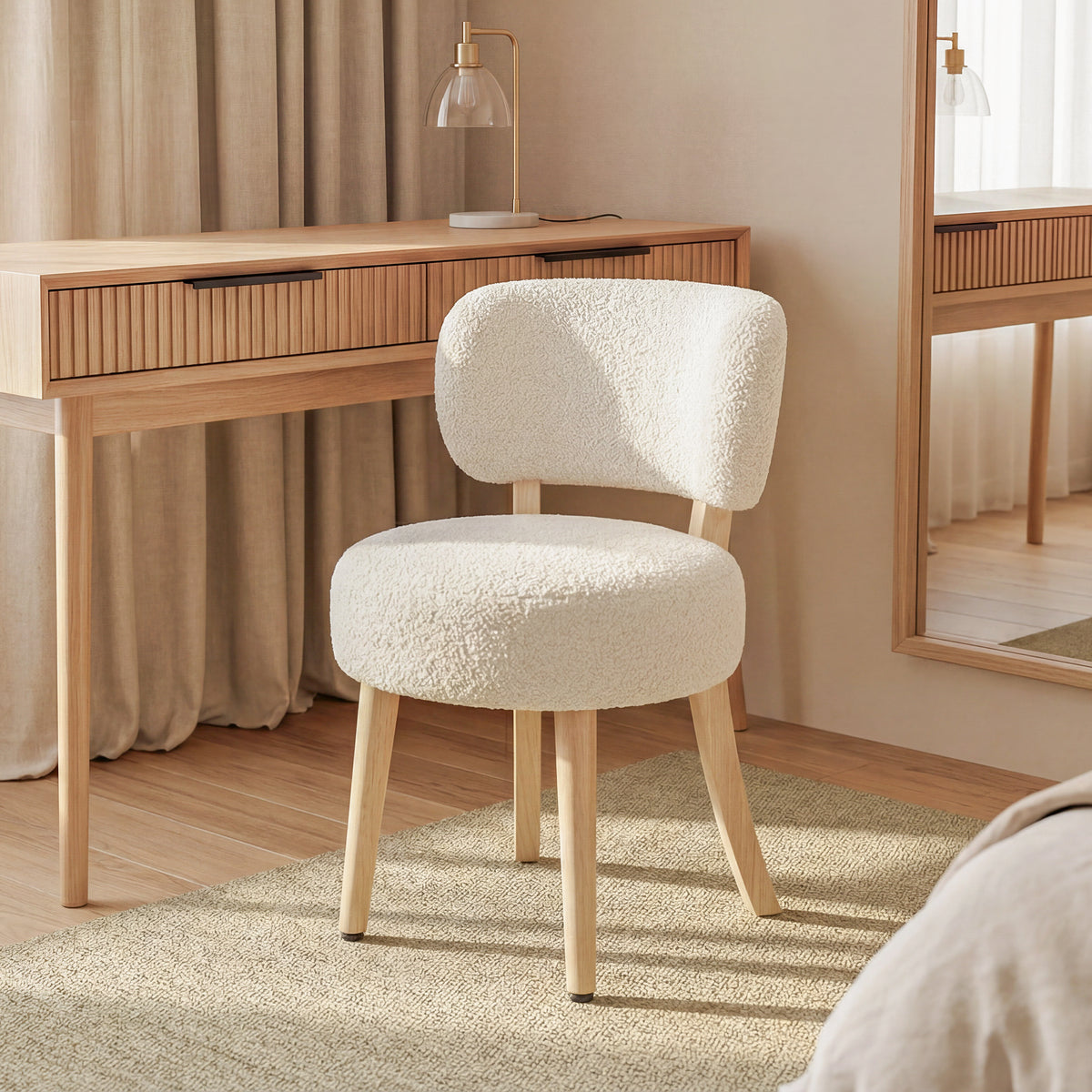 Sara Beige Fabric Dressing Chair