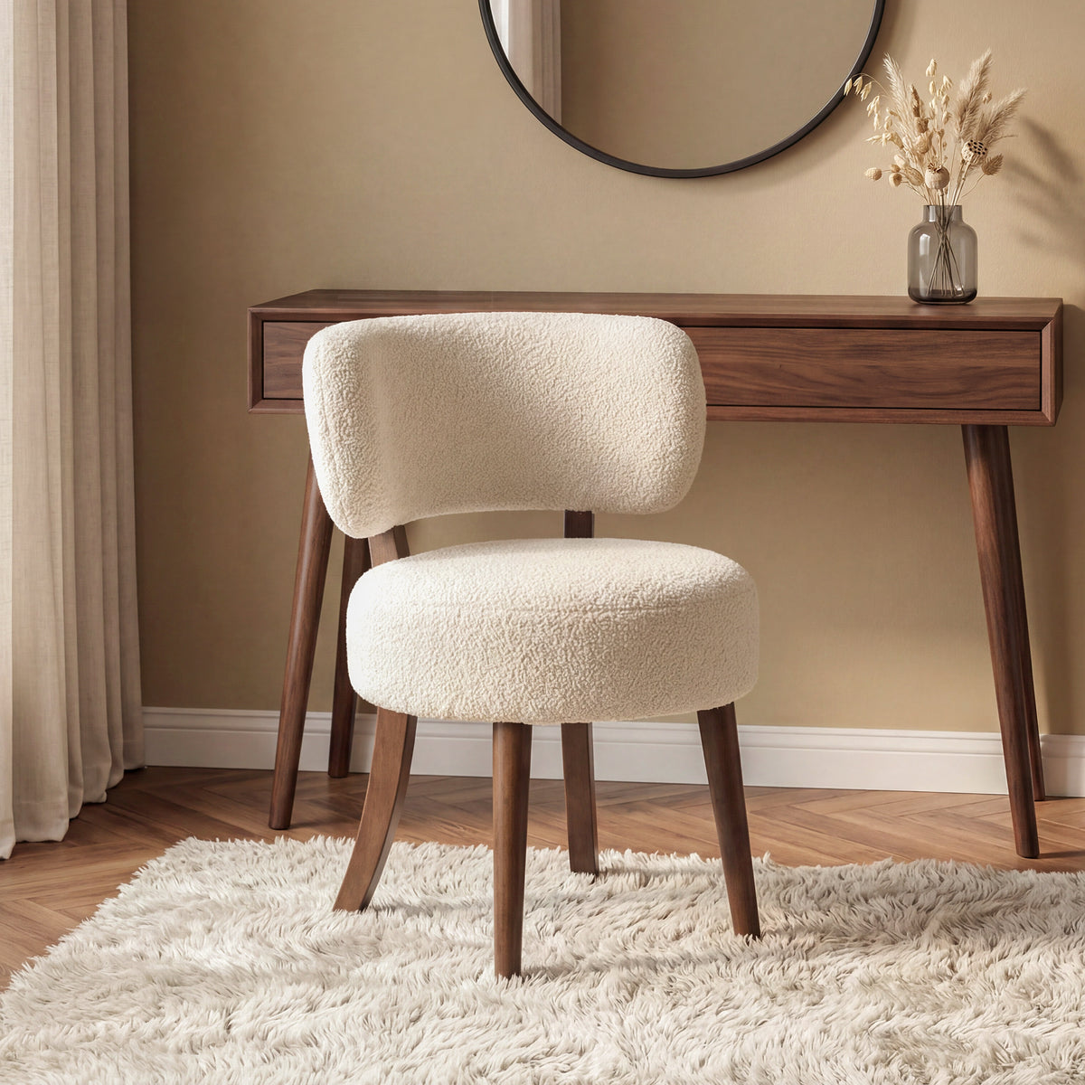 Sara Beige Fabric Dressing Chair