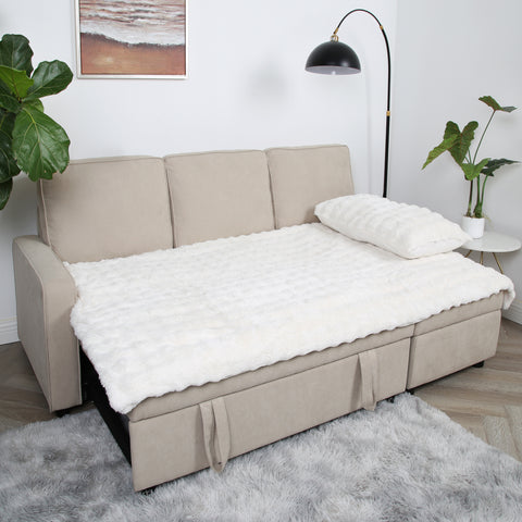 Selene - Corner Sofa Bed in Linen - Pull-out Sofa