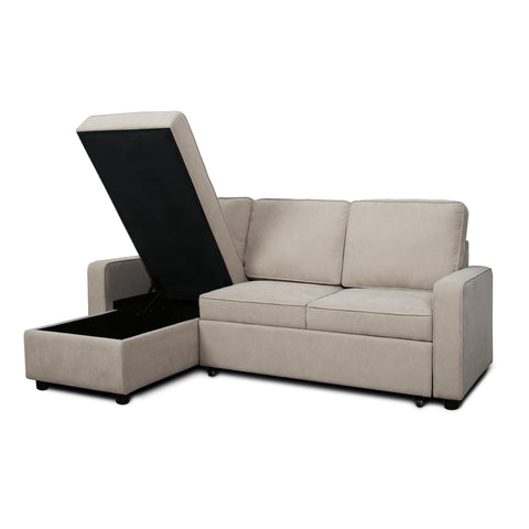 Selene - Corner Sofa Bed in Linen - Pull-out Sofa