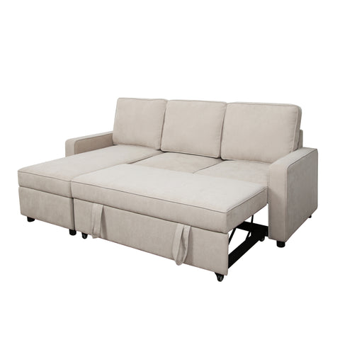 Selene - Corner Sofa Bed in Linen - Pull-out Sofa