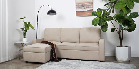 Selene - Corner Sofa Bed in Linen - Pull-out Sofa