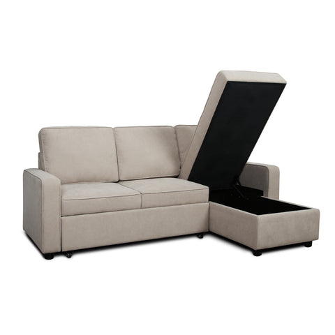 Selene - Corner Sofa Bed in Linen - Pull-out Sofa