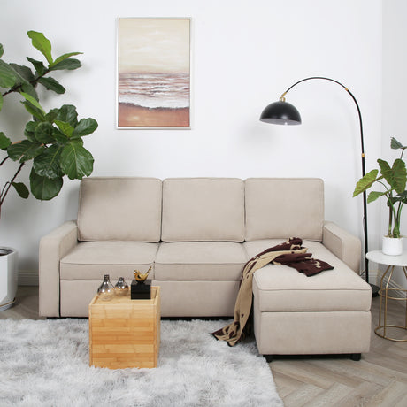 Selene - L Shaped Sofa Bed in Linen - 3 Seater