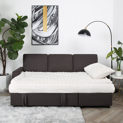 Selene - Corner Sofa Bed in Linen - Pull-out Sofa