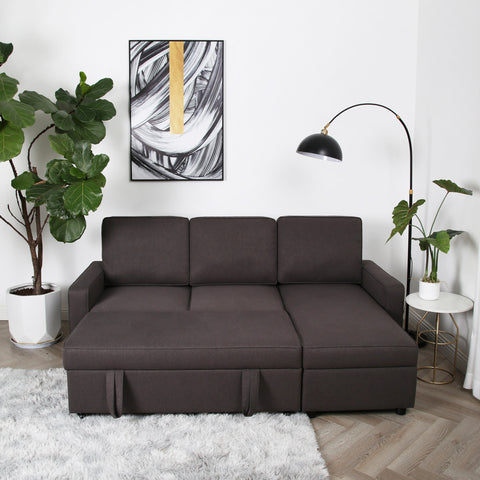 Selene - Corner Sofa Bed in Linen - Pull-out Sofa