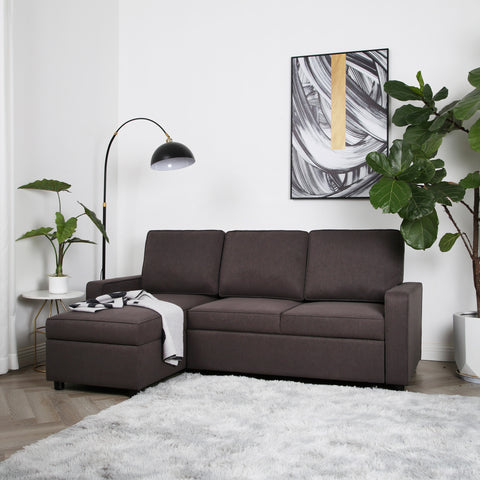 Selene - Corner Sofa Bed in Linen - Pull-out Sofa