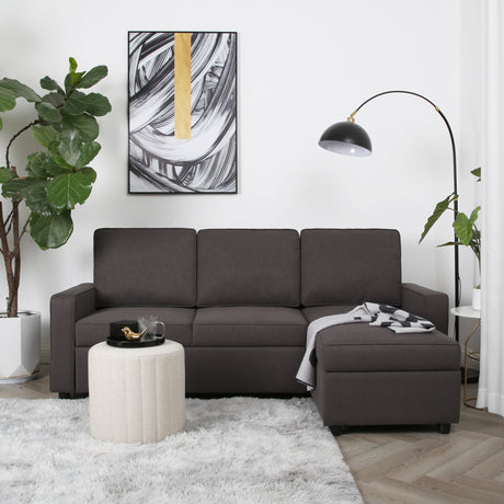 Selene - L Shaped Sofa Bed in Linen - 3 Seater