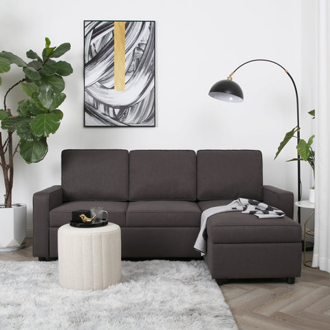 Selene - Corner Sofa Bed in Linen - Pull-out Sofa