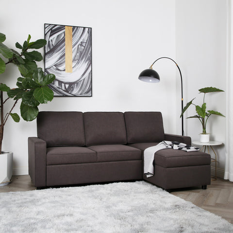 Selene - Corner Sofa Bed in Linen - Pull-out Sofa