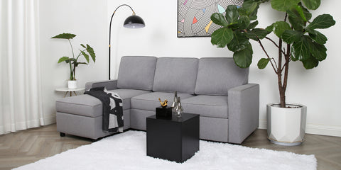 Selene - Corner Sofa Bed in Linen - Pull-out Sofa