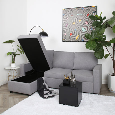Selene - L Shaped Sofa Bed in Linen - 3 Seater