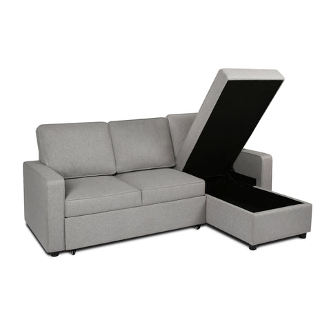 Selene - Corner Sofa Bed in Linen - Pull-out Sofa