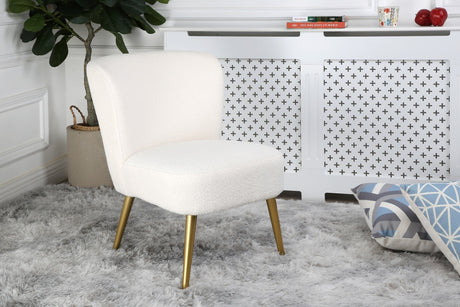 Shaun - Boucle Armchair with Golden Legs - Cream