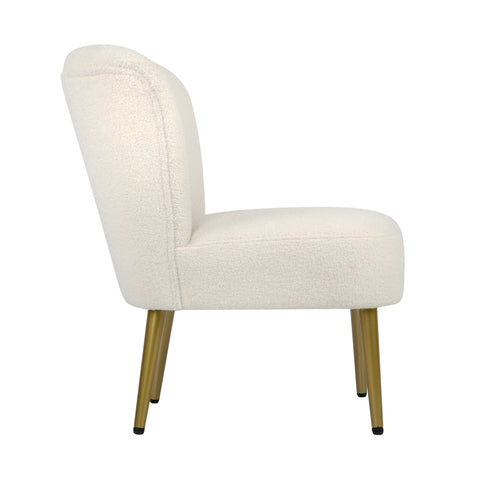 Shaun - Boucle Armchair with Golden Legs - Cream