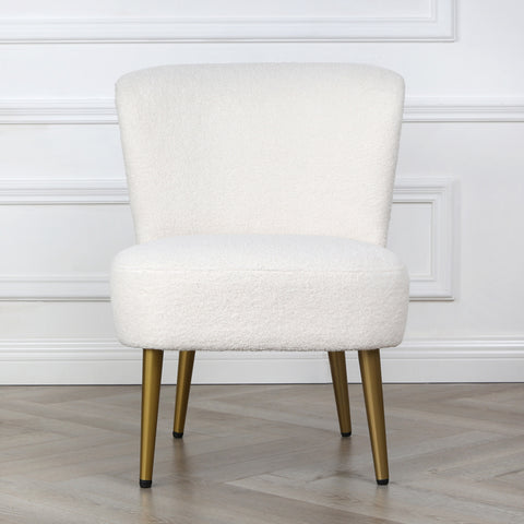 Shaun - Boucle Armchair with Golden Legs - Cream