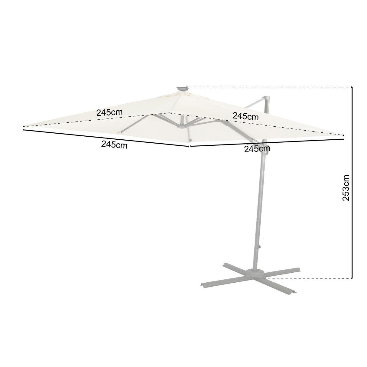 Syros Parasol 2.5m with LED Lamps