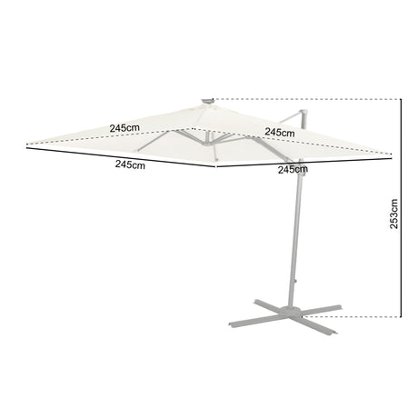 Syros Parasol 2.5m with LED Lamps