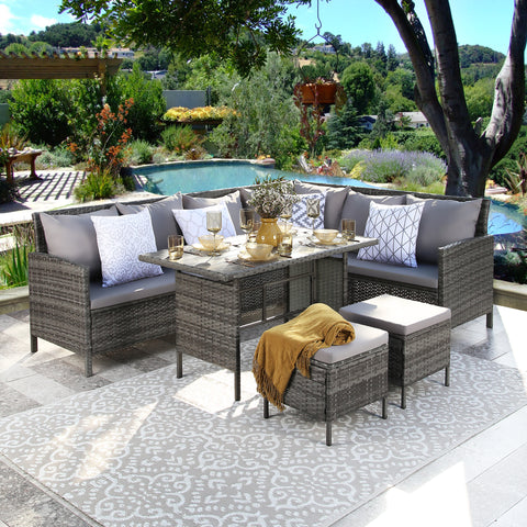 Thalia - Rattan Corner Sofa Set - 8 Seats