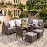 Thalia Corner Sofa Set - Glass Top with Extra Cushions