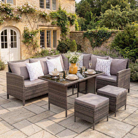 Thalia Corner Sofa Set - Glass Top with Extra Cushions