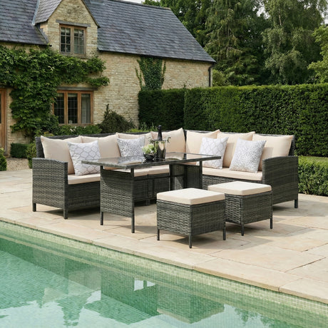 Thalia Corner Sofa Set - Glass Top with Extra Cushions