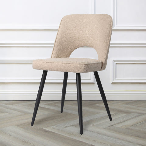 Thetis - x2 Boucle Dining Chairs - Teddy Fabric