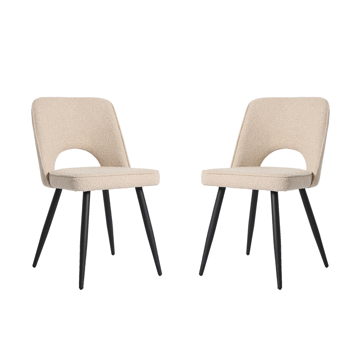 Thetis - x2 Boucle Dining Chairs - Teddy Fabric